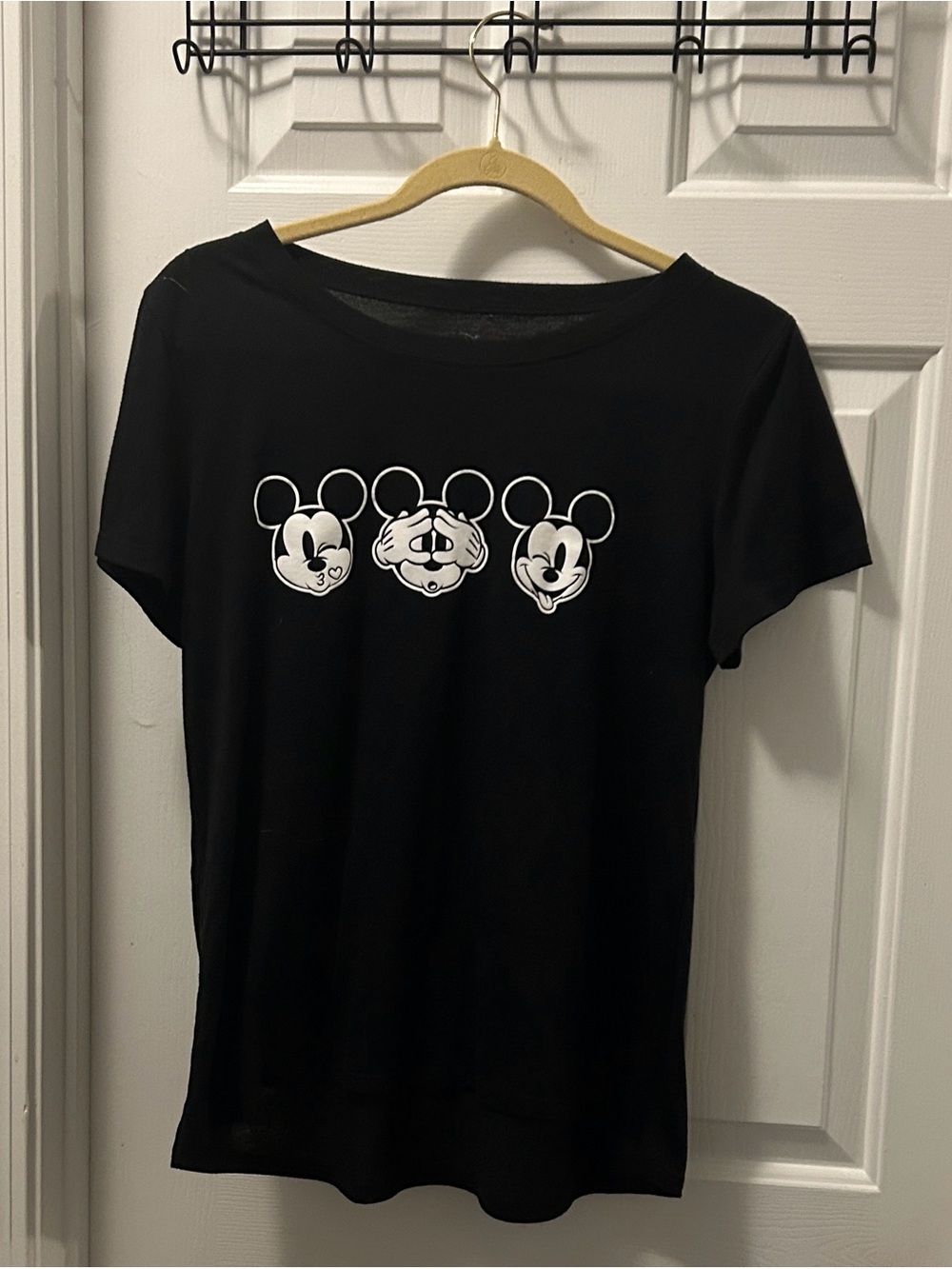 Disney Black Short-Sleeve Tee with White Mickey Trio